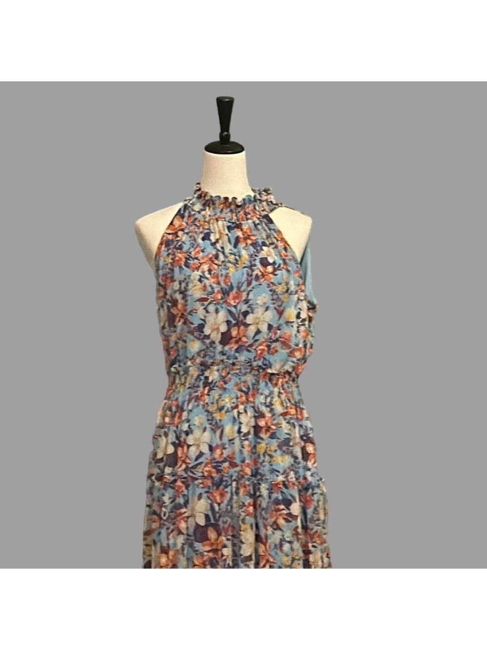 NWT Taylor Chiffon Maxi Dress in Aquamarine Mauve Size 10 - Picture 2 of 7